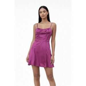Sky To Moon Magenta Satin Bustier Mini Dress Women’s M Pink Cocktail Date Night